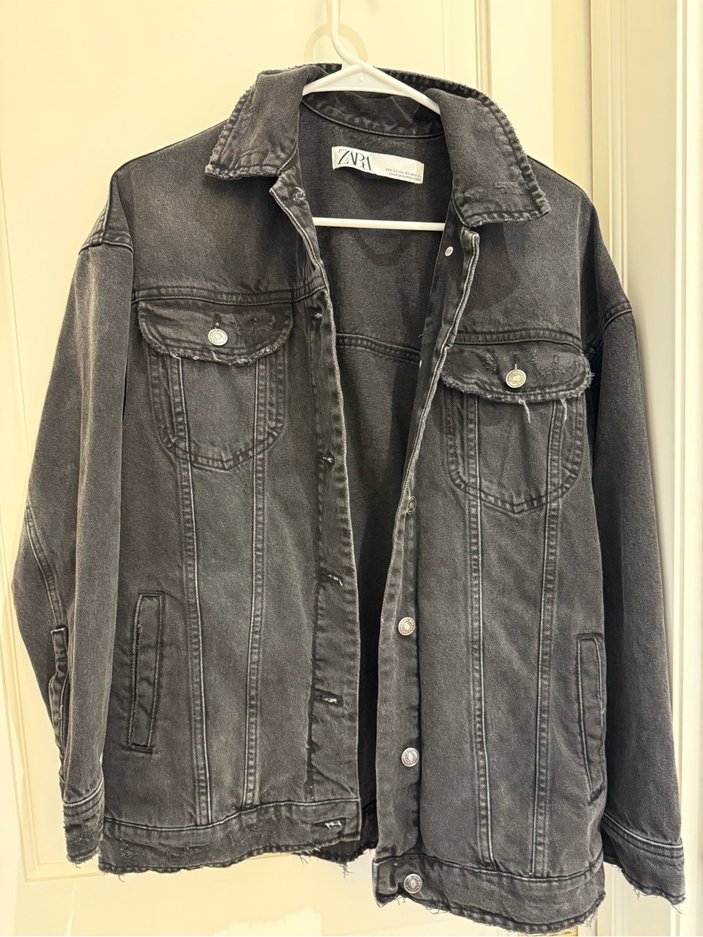 ZARA Washed Black Denim Shirt Jacket